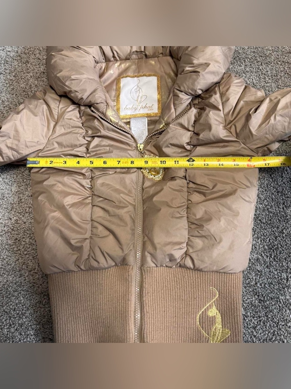 Baby Phat Vintage Y2K GRAIL Gold Satin Cinch-Waist Puffer Jacket - Picture 8 of 11